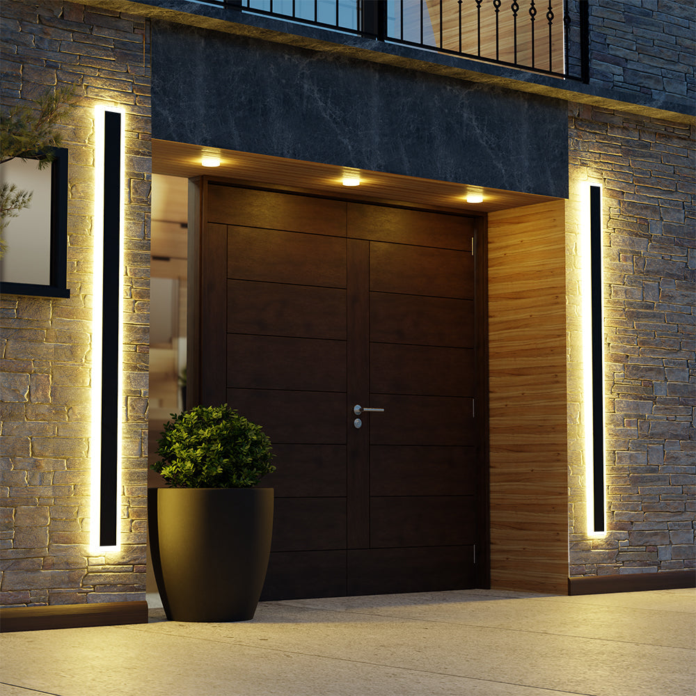 IP65 Waterproof LED Outdoor Wall Sconce Metal Acrylic Panel Black Fixture 12W-60W for Patio Garden Entry Walkway Exterior Lighting | Lonoma