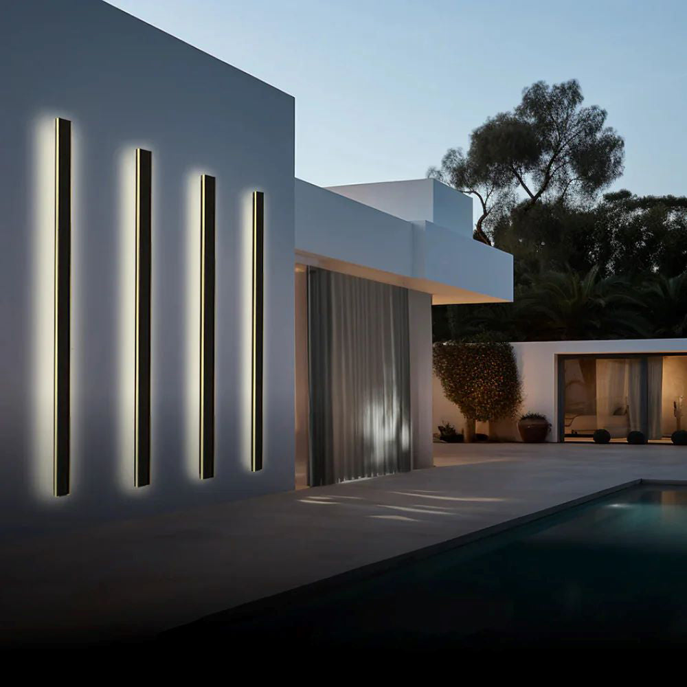 LED Linear Outdoor Wall Light Fixture Black Metal IP65 Weather-Resistant for Patio Garden Pathway Entry Modern Exterior Sconce | Lonoma
