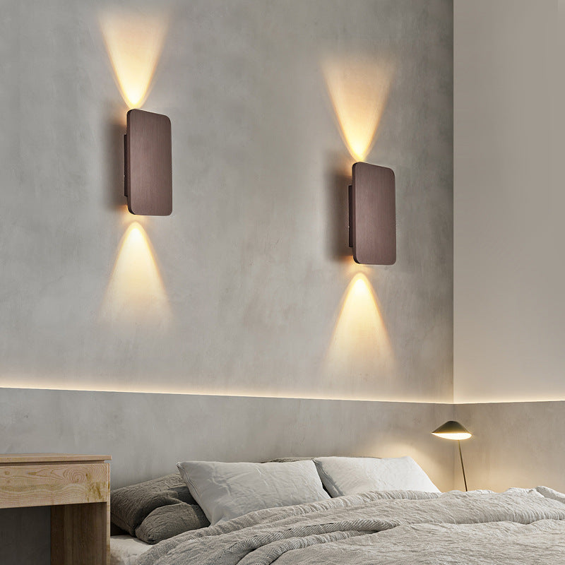 Modern Metal Wall Sconce LED Rectangle Design for Bedroom Living Room Hallway | Hardwired Contemporary Fixture Gold Black White Gray | Lonoma