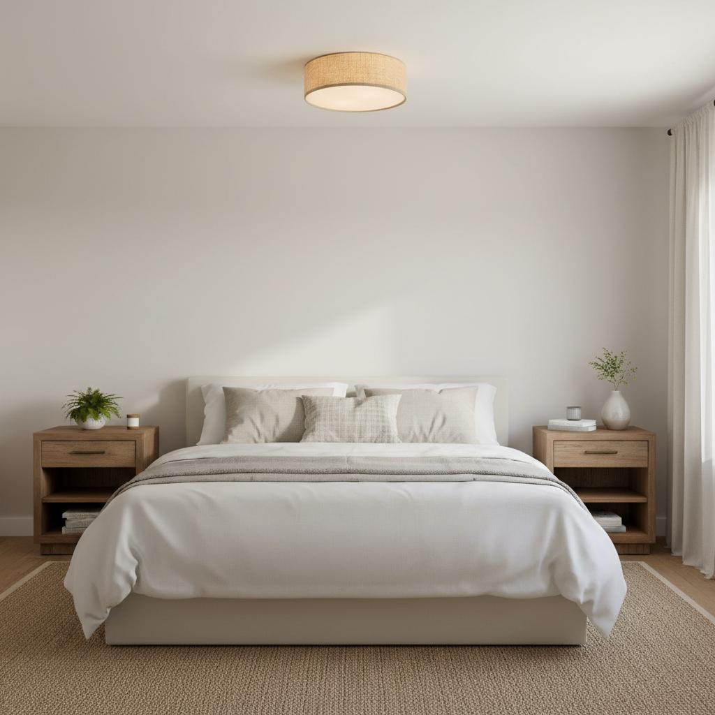 Flush Mount Drum Shade Ceiling Light with Fabric Shade for Entryway, Hallway, Bedroom, Dining Room, Kitchen | Lonoma