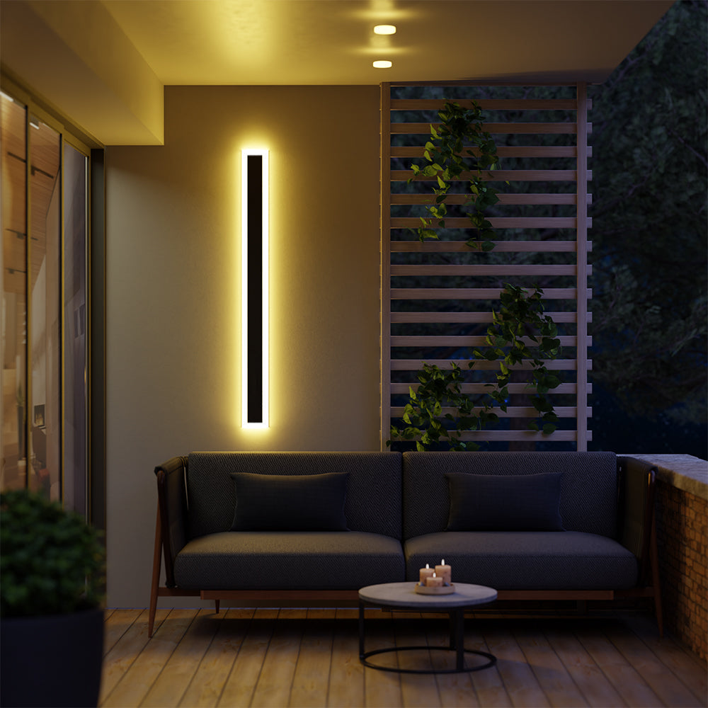 IP65 Waterproof LED Outdoor Wall Sconce Metal Acrylic Panel Black Fixture 12W-60W for Patio Garden Entry Walkway Exterior Lighting | Lonoma