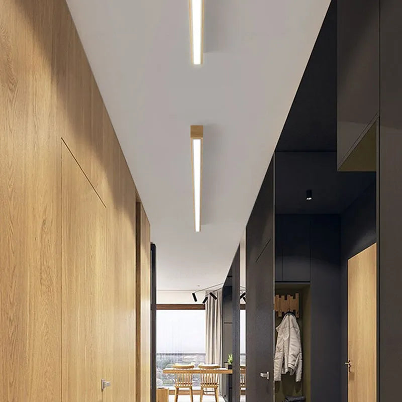 Flush Mount Linear LED Ceiling Light with Wood Frame and Acrylic Diffuser for Kitchen, Bedroom, Hallway | Lonoma
