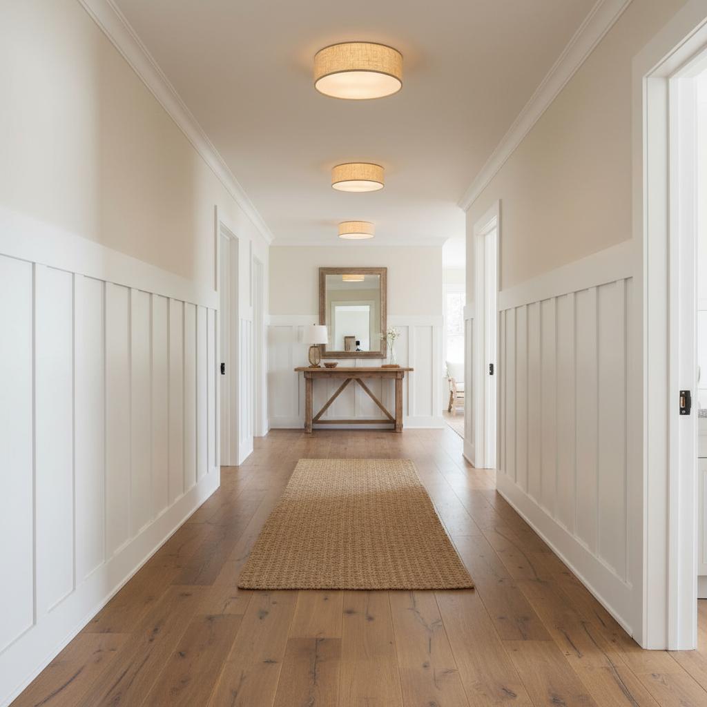 Flush Mount Drum Shade Ceiling Light with Fabric Shade for Entryway, Hallway, Bedroom, Dining Room, Kitchen | Lonoma