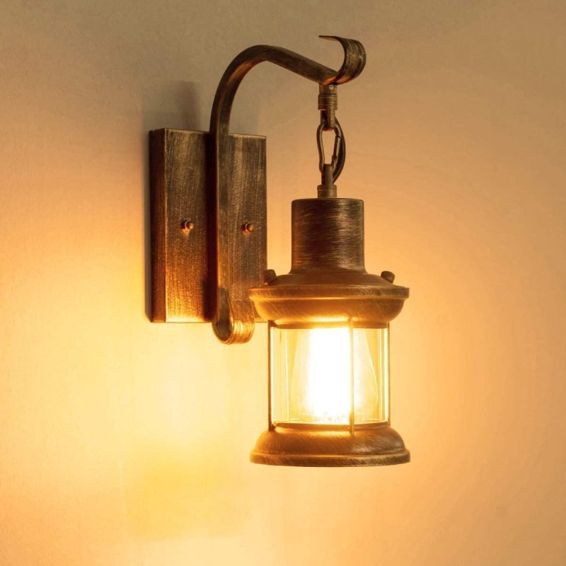 Retro Metal Wall Sconce Hardwired Single Light Fixture for Bedroom Living Room | E27 Socket Black Bronze Finish Industrial Accent | Lonoma