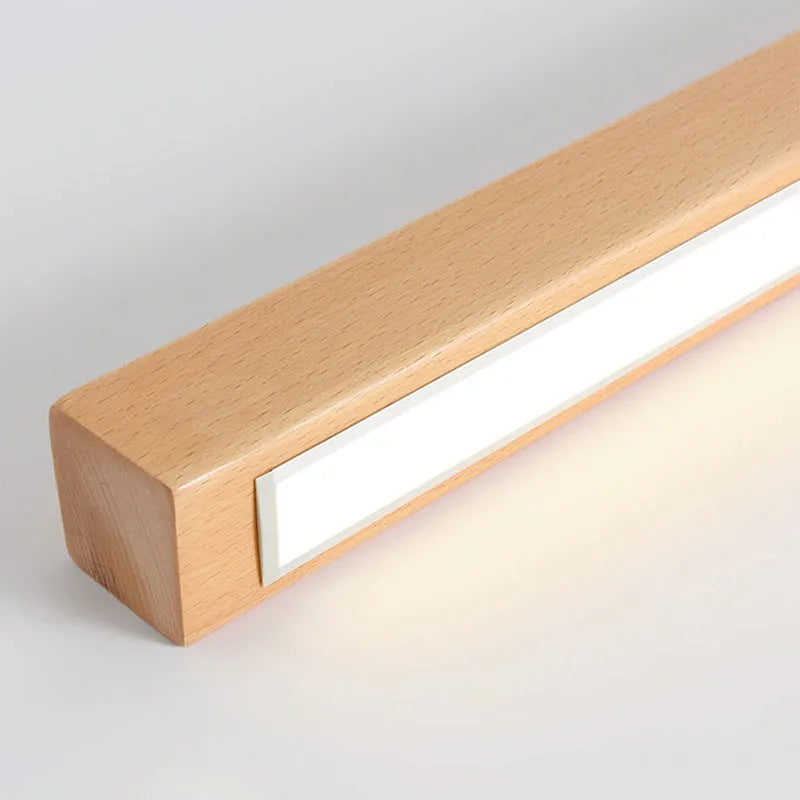 Flush Mount Linear LED Ceiling Light with Wood Frame and Acrylic Diffuser for Kitchen, Bedroom, Hallway | Lonoma
