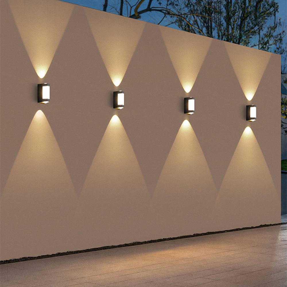 Modern Cylinder Wall Sconce Dual Light Outdoor Fixture Black White Metal Acrylic LED Waterproof Up Down Lighting for Patio Porch Deck | Lonoma