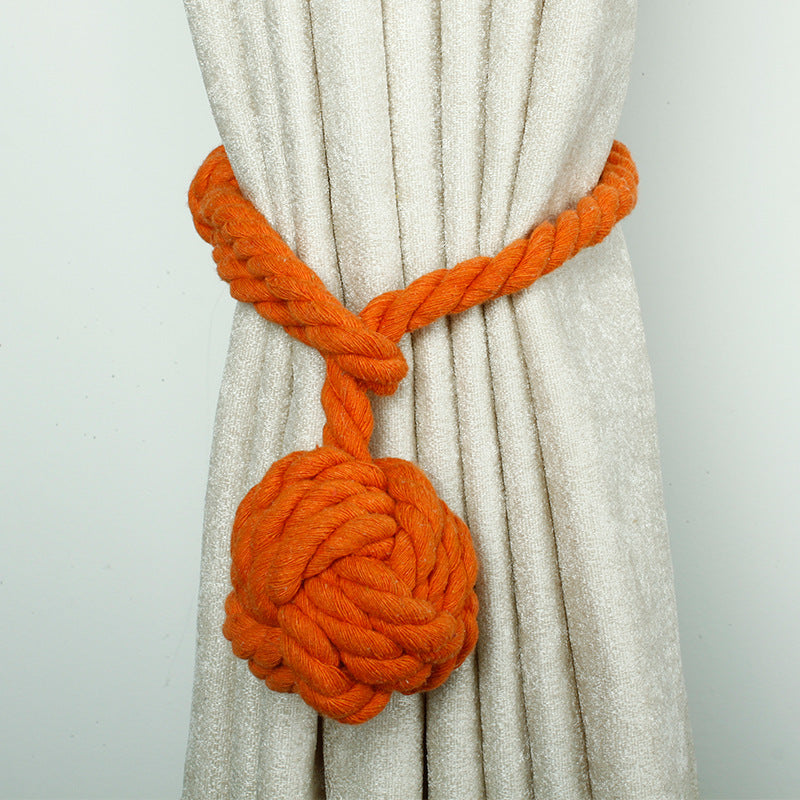 Handwoven Cotton Curtain Tiebacks with Wood Dowel – Boho Macrame Holdbacks for Living Room, Bedroom, Nursery | Natural Woven Drape Holders | Lonoma