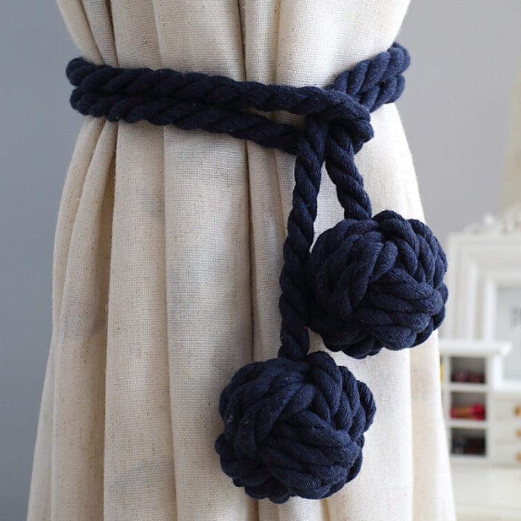 Handwoven Cotton Curtain Tiebacks with Wood Dowel – Boho Macrame Holdbacks for Living Room, Bedroom, Nursery | Natural Woven Drape Holders | Lonoma