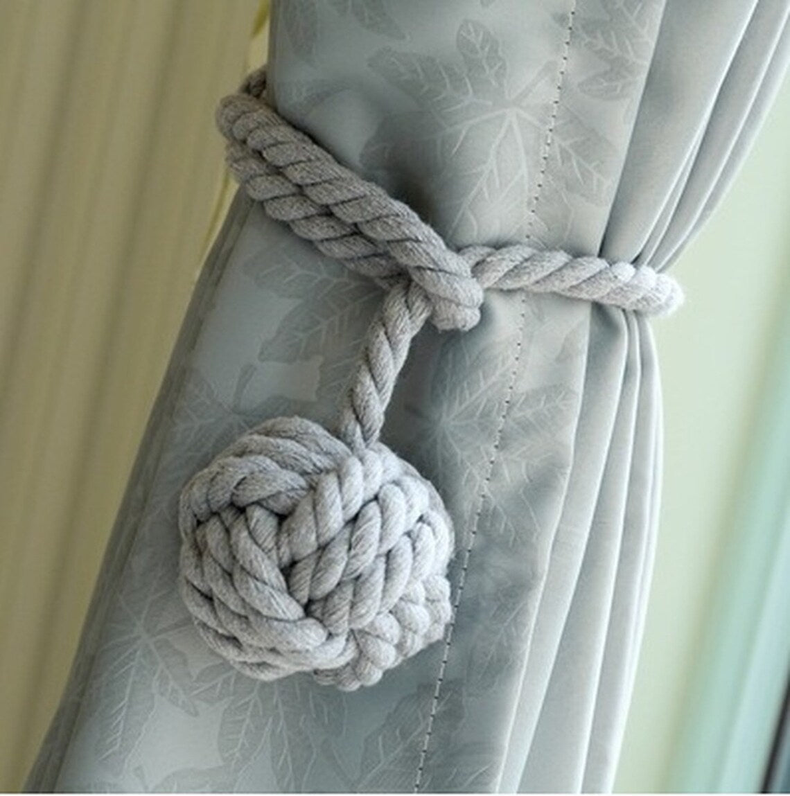 Handwoven Cotton Curtain Tiebacks with Wood Dowel – Boho Macrame Holdbacks for Living Room, Bedroom, Nursery | Natural Woven Drape Holders | Lonoma