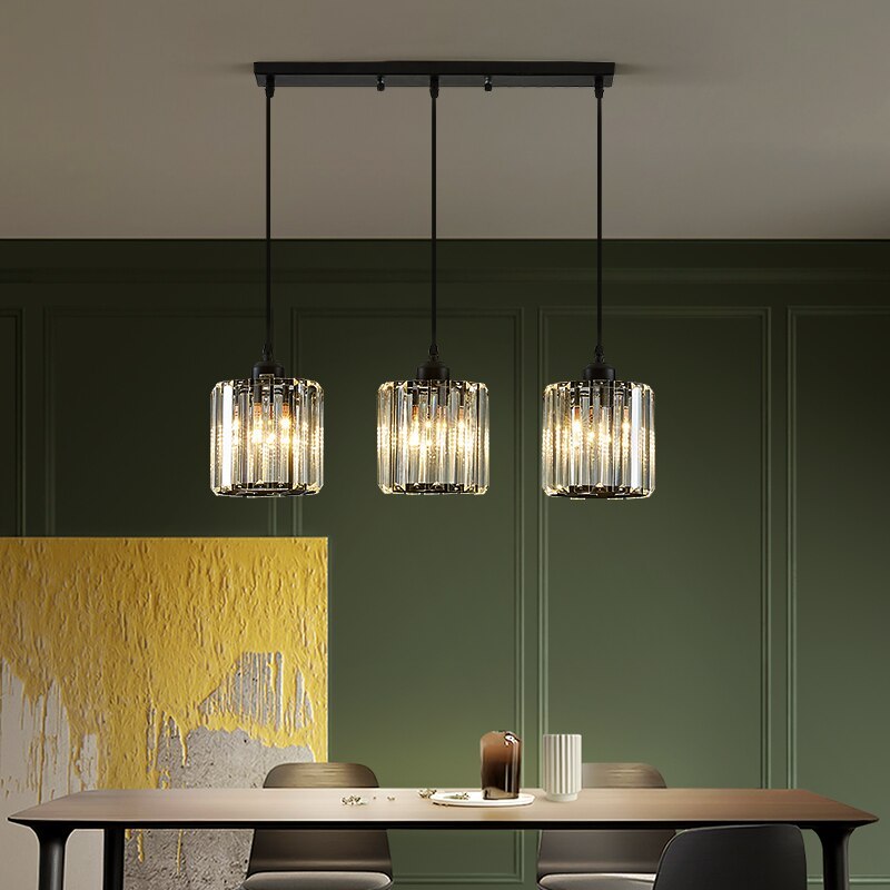 Cylinder Glass Drop Light Fixture with Metal Frame | Adjustable Hanging Height for Kitchen Island and Dining Area | E27 Socket | Lonoma