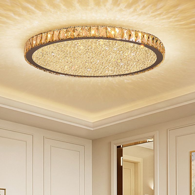 Semi-Flush Mount Crystal Ceiling Light Fixture | Modern Glamorous Overhead Lighting for Bedroom Hallway Entryway Dining Room | Gold Metal | Lonoma