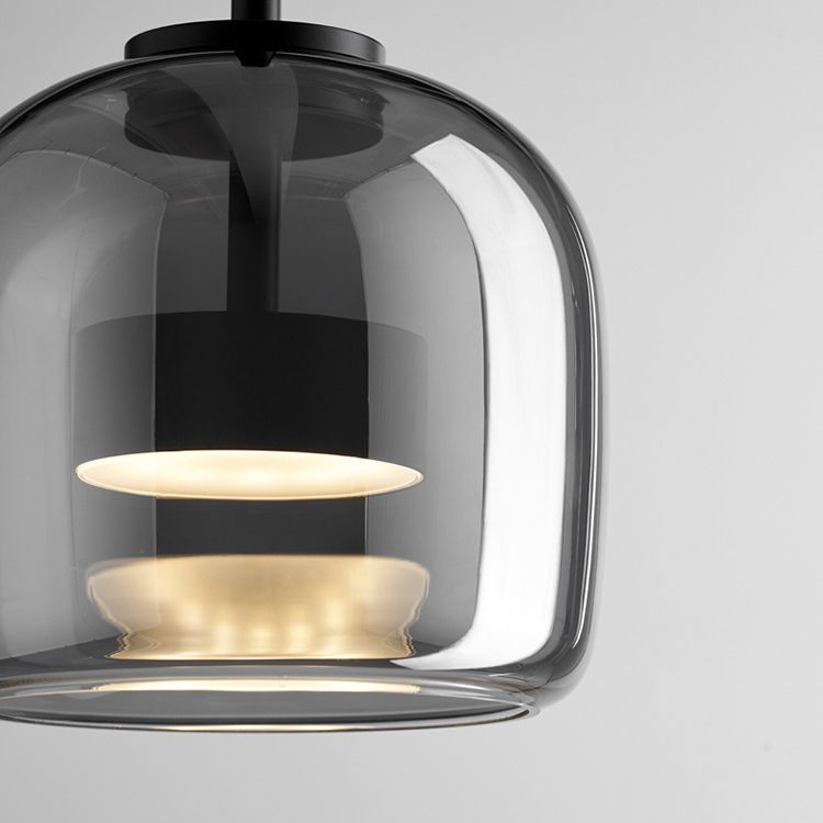 Smoky Gray Glass Pendant Light Single Bulb Adjustable Modern Hanging Fixture for Kitchen Island Dining Room Entryway Bedroom | Lonoma