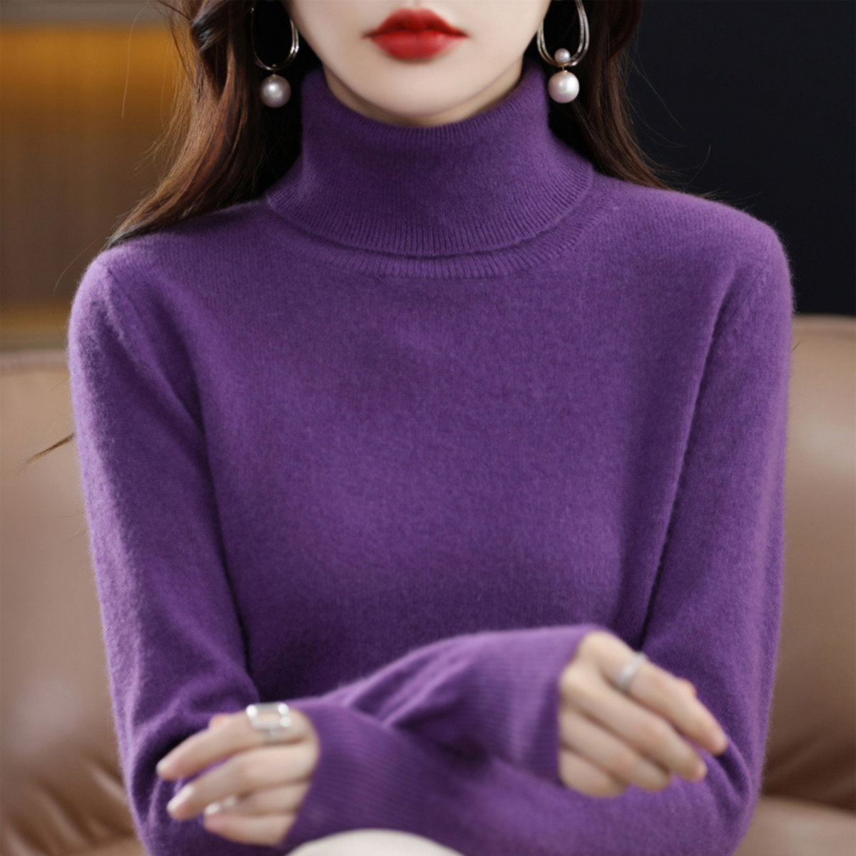 Women's Turtleneck Sweater Soft Knit Long Sleeve Pullover for Fall Winter Everyday Casual Office Wear | Lonoma