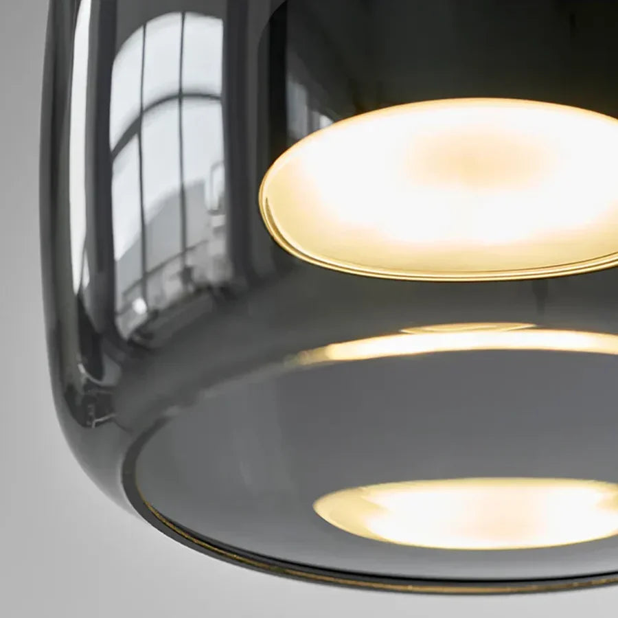 Glass Pendant Light, Adjustable Height Hanging Lamp in Cognac or Smoke Gray for Kitchen Island, Dining Table, Bedroom, Modern Nordic Decor | Lonoma