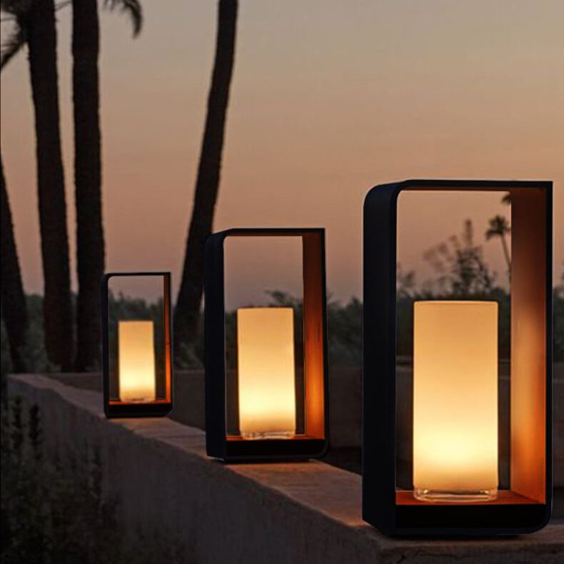 Modern Square LED Outdoor Light, Black Aluminum Garden Lamp, Warm White, Hardwired or Solar for Patio, Fence, Driveway & Yard | Lonoma