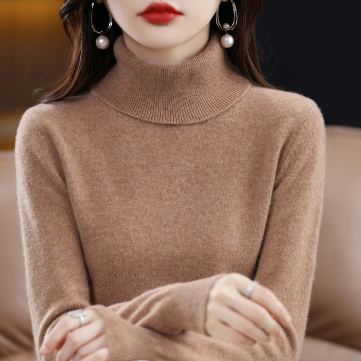 Women's Turtleneck Sweater Soft Knit Long Sleeve Pullover for Fall Winter Everyday Casual Office Wear | Lonoma
