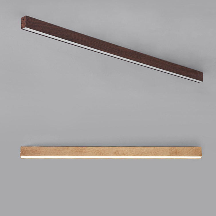 Wood Ceiling Light Linear LED Flush Mount 24 × 47 in Aluminum Frame Integrated Strip for Living Room Bedroom Dining Office Japandi | Lonoma