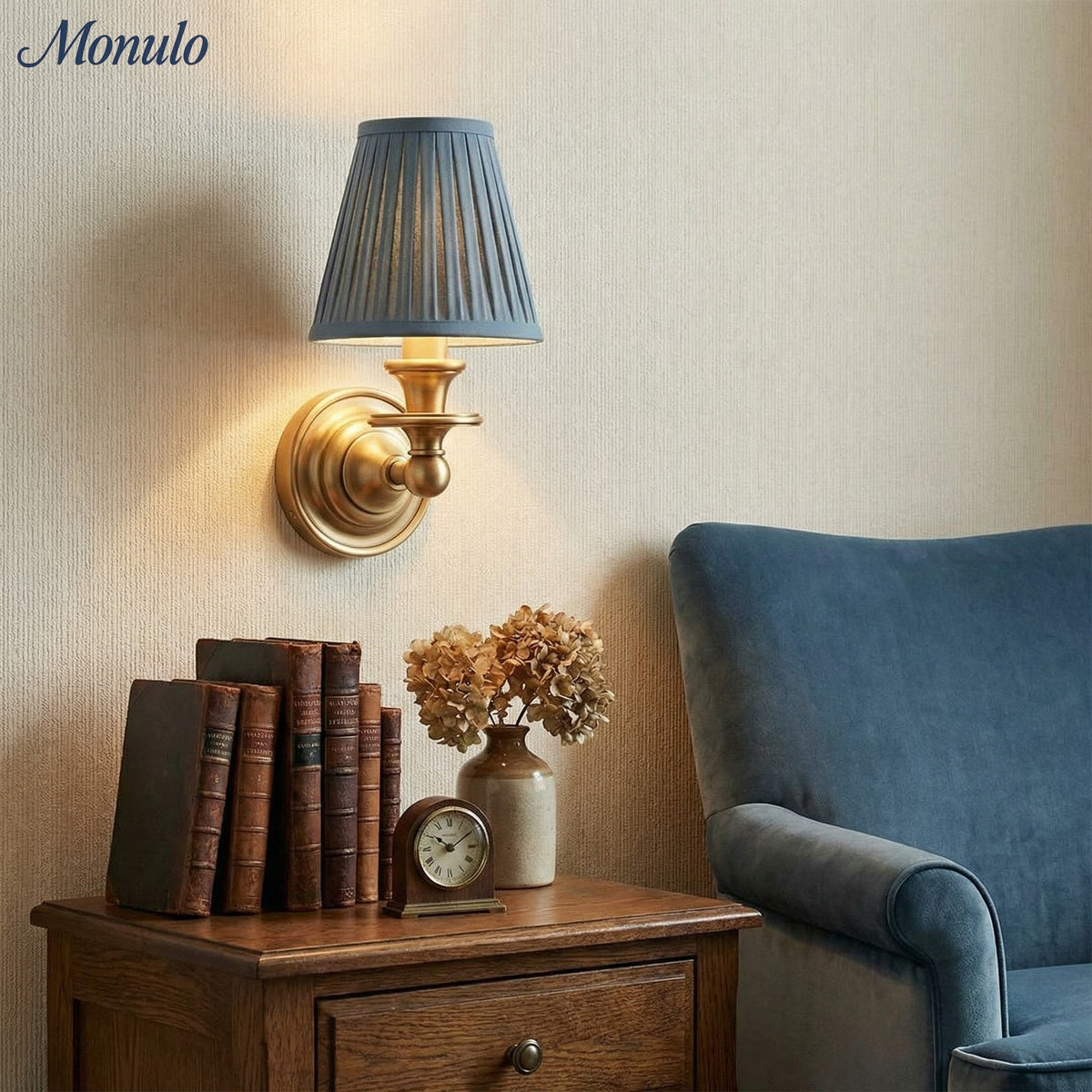 Adjustable Reading Wall Sconce with Fabric Shade & Gooseneck Arm – Wrought Iron Light for Bedroom, Living Room & Hallway | Lonoma