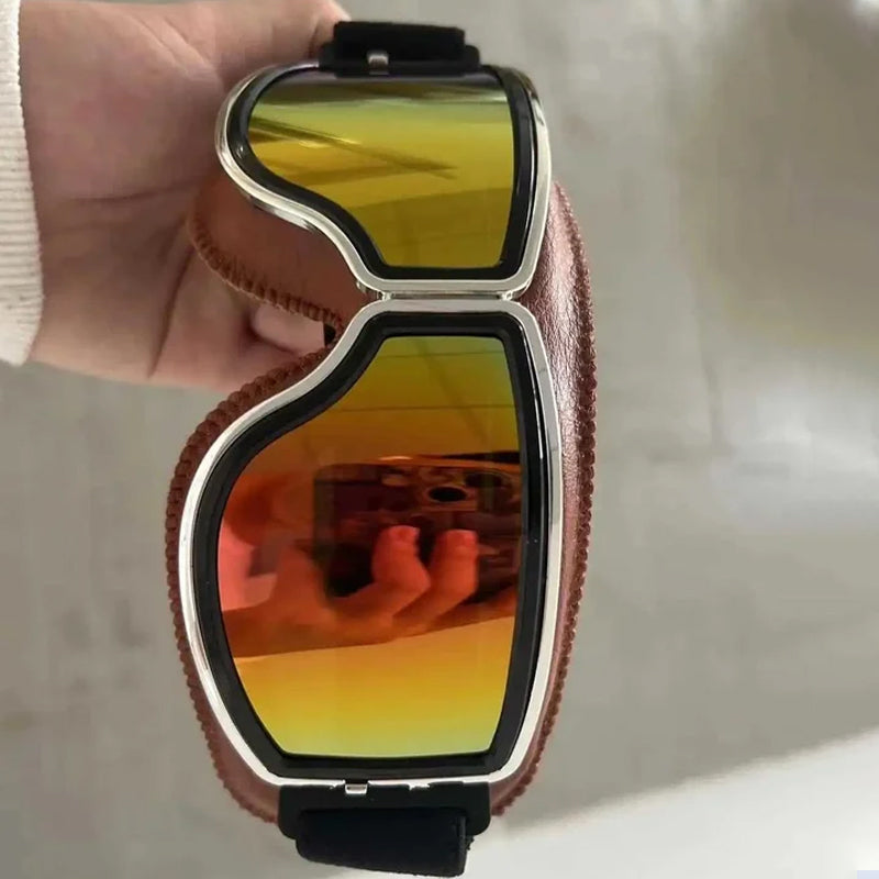Retro Aviator Riding Goggles with Padded Foam Seal - Fits Over Prescription Glasses - UV Protection for Motorcycles & Outdoor Sports | Lonoma