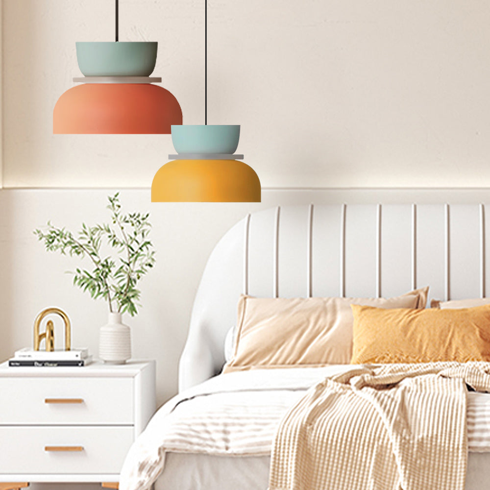 Layered Pendant Light with Color Accents, Scandinavian Design, Modern Hanging Fixture for Dining Room Kitchen Bedroom | Lonoma