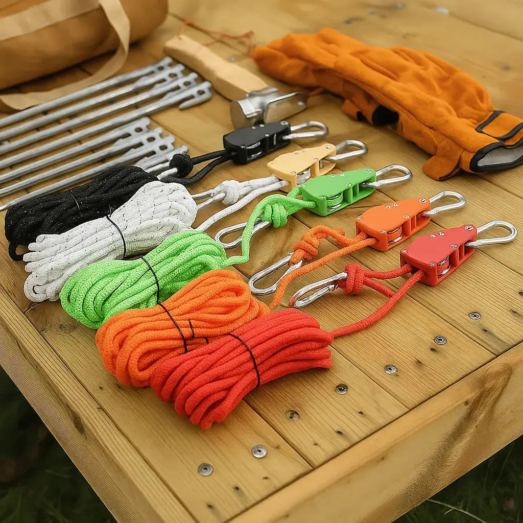Adjustable Guy Rope 13 ft with Reflective Thread & Carabiners, Tent Cord for Camping, Tarp, Canopy and Outdoor Shelter Setup | Lonoma