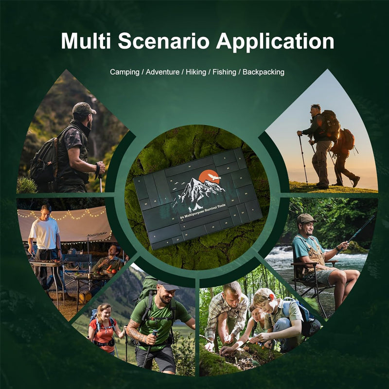24-Day Outdoor Gear Countdown Calendar with Survival Tools & Accessories for Camping Hiking Adventures | Lonoma