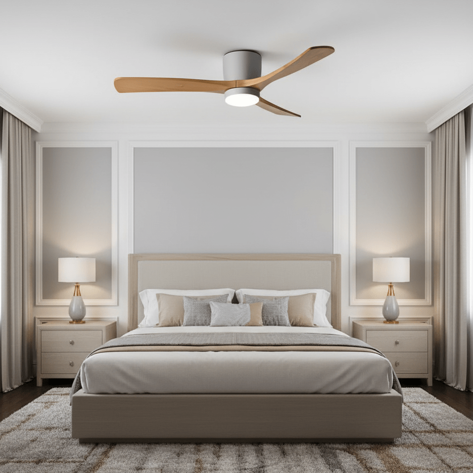 42-52 Inch Modern Ceiling Fan with Dimmable LED Light | 6-Speed Reversible DC Motor | Sycamore Wood Blades | Remote Control Included | Lonoma