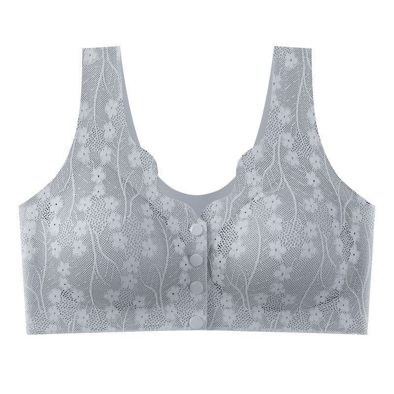 Front Closure Wireless Bra for Women, Soft Support, Stretch Nylon Fabric, Easy Button Front Comfort Bra for Everyday Wear | Lonoma