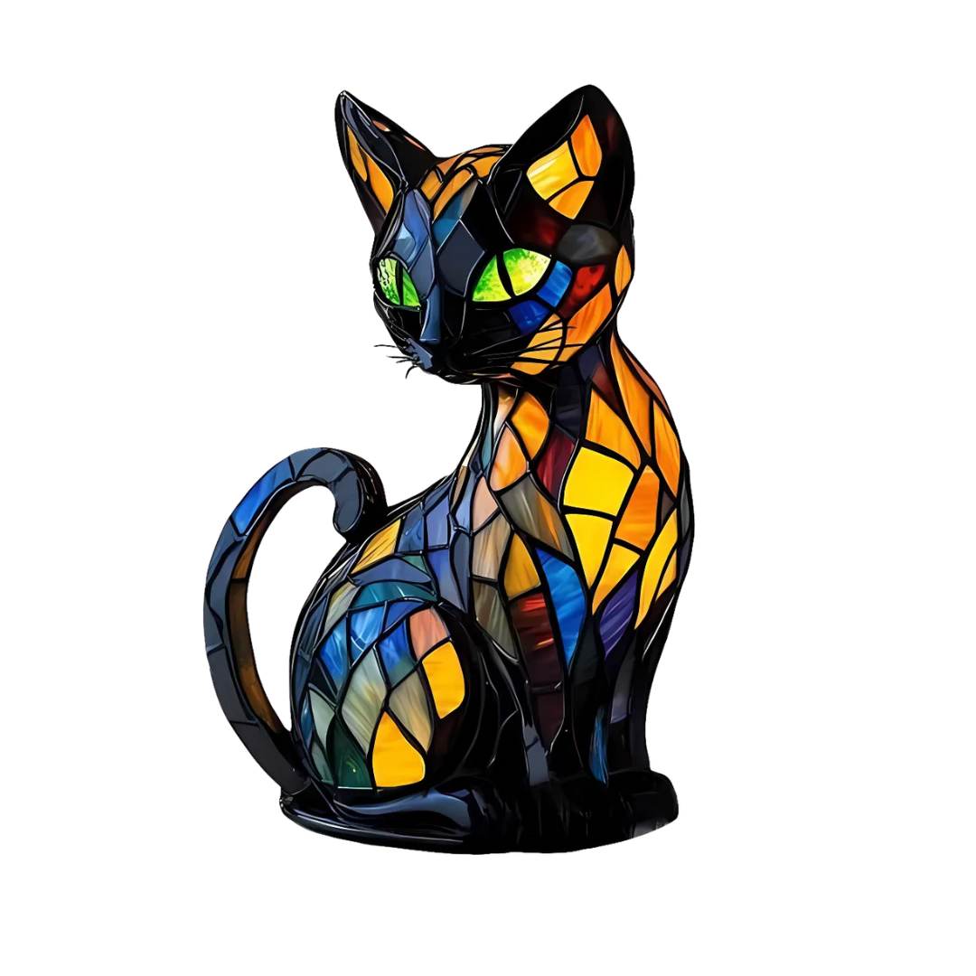 Feline Silhouette Night Light – Handmade Table Lamp with Gentle Glow for Bedroom, Living Room, Cat Lovers' Gift | Lonoma