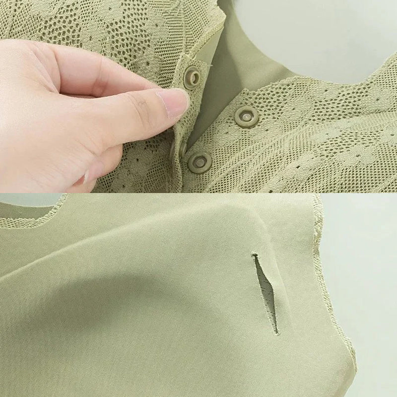Front Closure Wireless Bra for Women, Soft Support, Stretch Nylon Fabric, Easy Button Front Comfort Bra for Everyday Wear | Lonoma