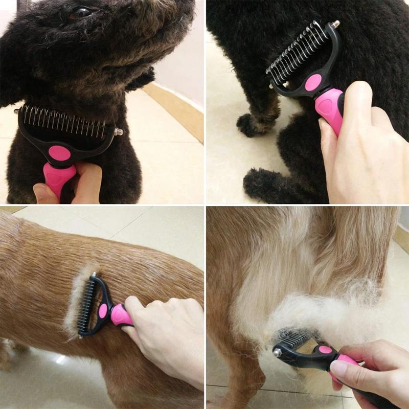 Pet Dematting Comb for Dogs & Cats — Dual-Sided Undercoat Rake with Safe Rounded Teeth for Shedding Control & Tangle Removal | Lonoma