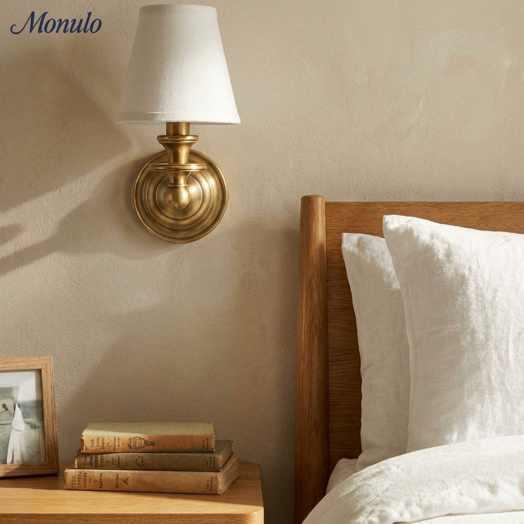 Adjustable Reading Wall Sconce with Fabric Shade & Gooseneck Arm – Wrought Iron Light for Bedroom, Living Room & Hallway | Lonoma