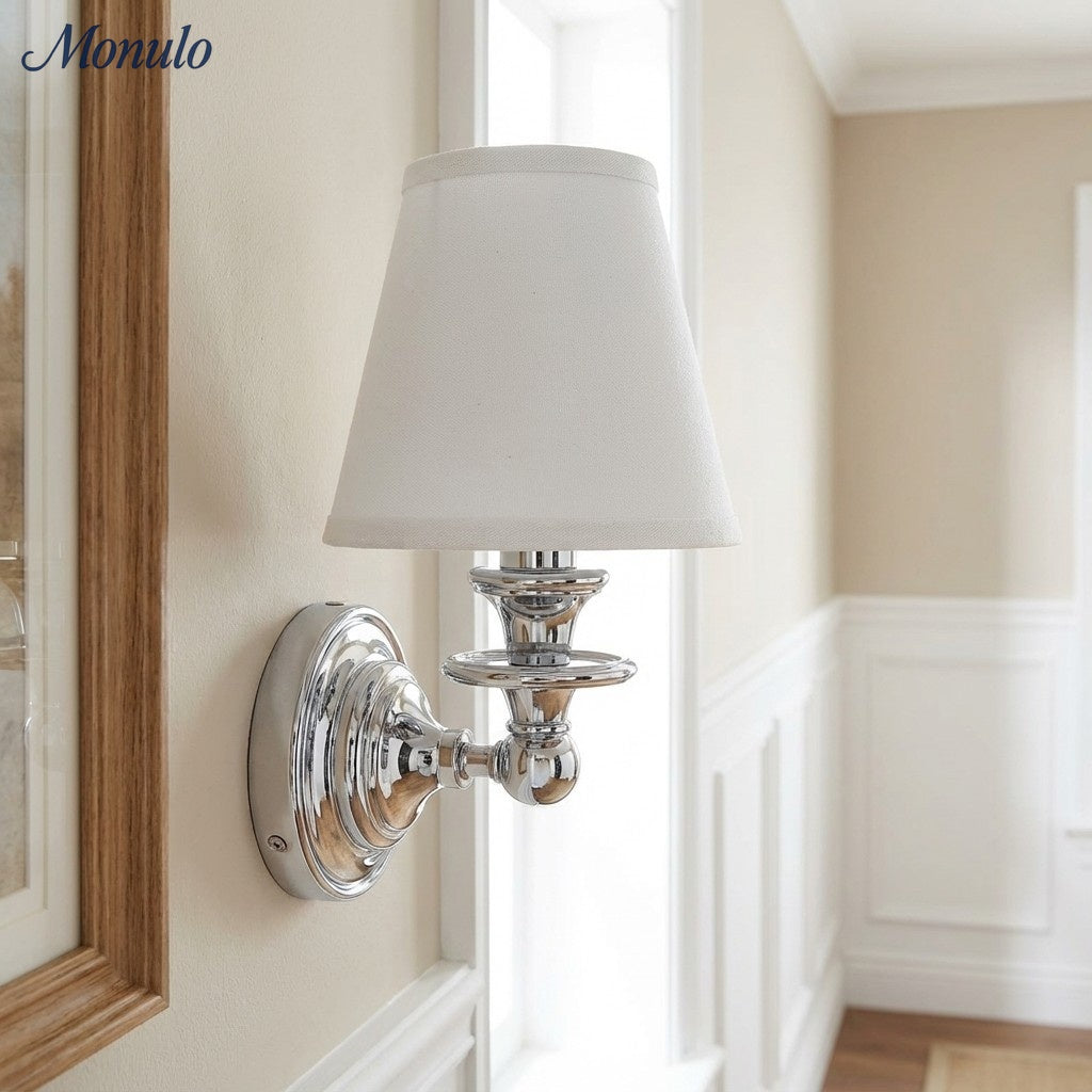 Adjustable Reading Wall Sconce with Fabric Shade & Gooseneck Arm – Wrought Iron Light for Bedroom, Living Room & Hallway | Lonoma
