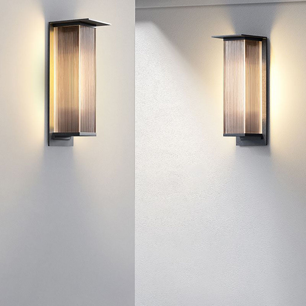 Weatherproof LED Outdoor Wall Sconce, Black Metal & Acrylic Rectangular Design for Patio Entryway | Lonoma