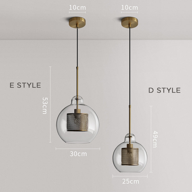 Glass Globe Pendant Light Gold or Silver Finish with LED Bulb for Kitchen Island Dining Room Bedroom Entryway Modern Hanging Ceiling Fixture | Lonoma