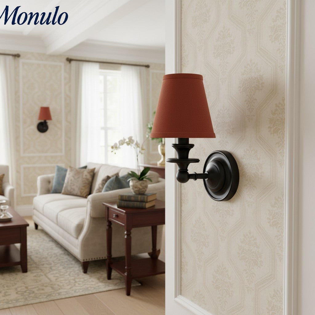 Adjustable Reading Wall Sconce with Fabric Shade & Gooseneck Arm – Wrought Iron Light for Bedroom, Living Room & Hallway | Lonoma