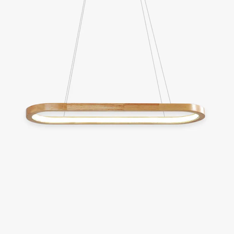 Wooden Oval Hanging Light LED Modern Ceiling Fixture 3-Color Switch for Kitchen Island Dining Room Breakfast Bar Restaurant | Lonoma