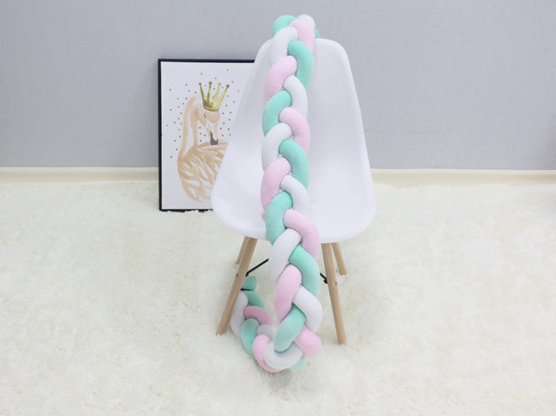 Braided Crib Bumper Pad Soft Nursery Bedding Safety Guard for Babies | Breathable Knot Cushion Protector for Infant Toddler Bed Rails | Lonoma