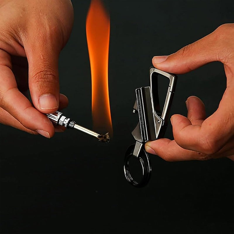 Reusable Permanent Match Fire Starter Keychain with Bottle Opener, Zinc Alloy Pocket Tool for Camping, Hiking & Emergency Kits | Lonoma