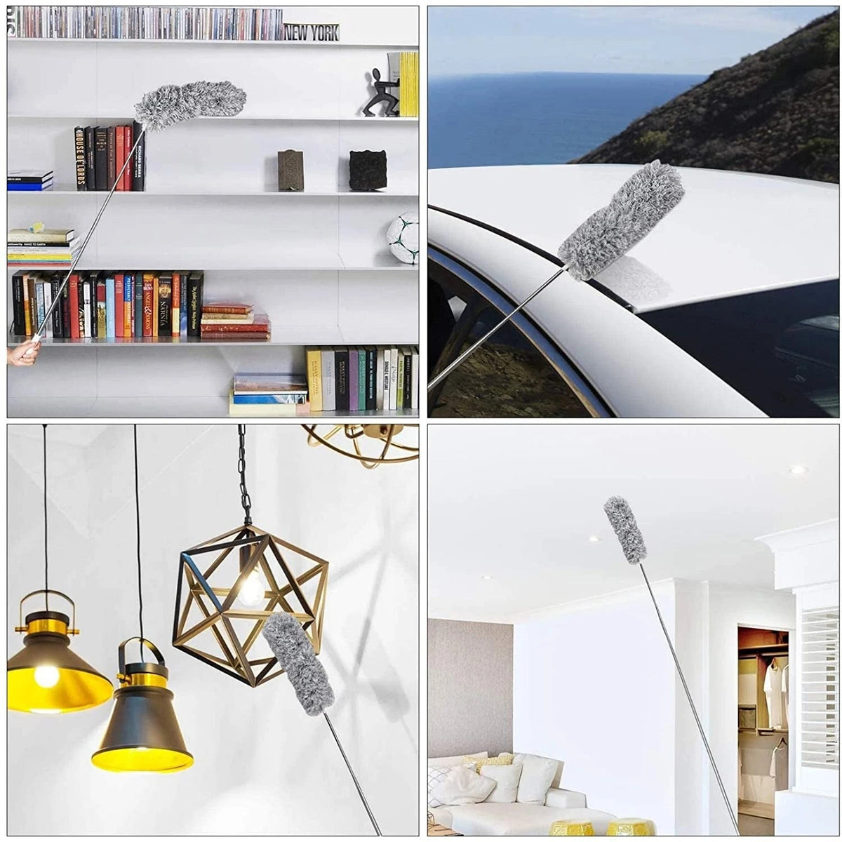 Telescoping Duster with Microfiber Head for Ceiling Fans, Vents & Fixtures — Extends to 110 Inches for Vaulted Ceilings & Hard-to-Reach Areas | Lonoma
