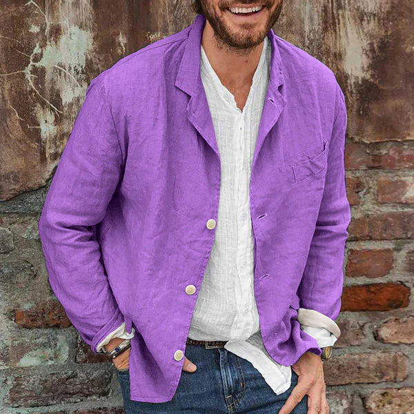 Men's Lightweight Cotton Linen Jacket for Spring Summer Casual Button Up Outerwear with Pockets | Lonoma