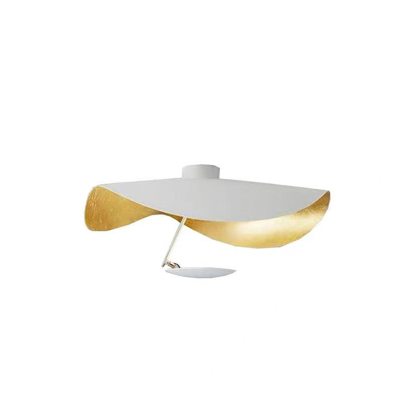 Metal Pendant Light Gold Foil Finish Twisted Sculptural Design Warm LED Indoor Lighting Adjustable Cord Dining Living Room Kitchen Island | Lonoma