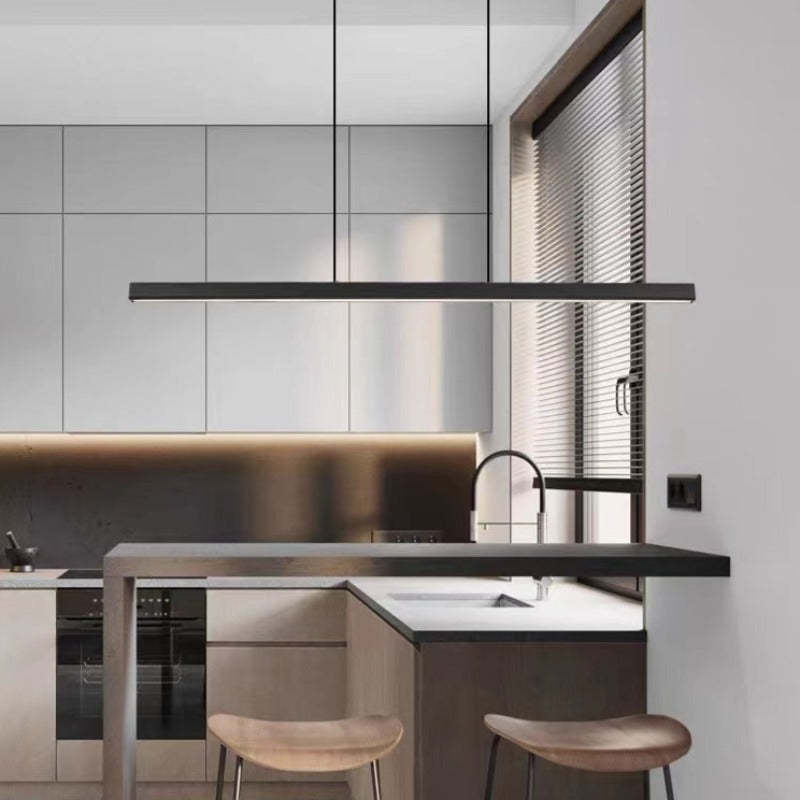 Adjustable Linear LED Pendant Light Metal Acrylic Fixture for Kitchen Island Dining Room Modern Hanging Ceiling Lamp Dimmable 3-Color | Lonoma