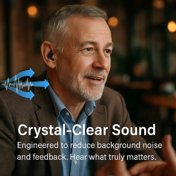 Rechargeable Hearing Amplifier with Crystal-Clear Sound & All-Day Comfort for Moderate Hearing Loss | Lonoma