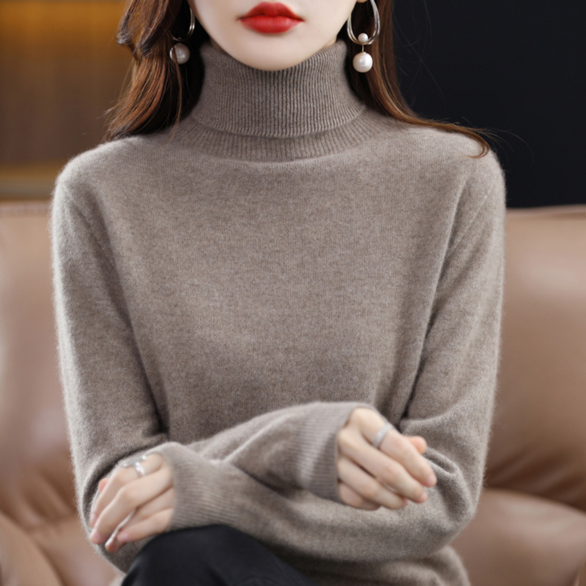 Women's Turtleneck Sweater Soft Knit Long Sleeve Pullover for Fall Winter Everyday Casual Office Wear | Lonoma