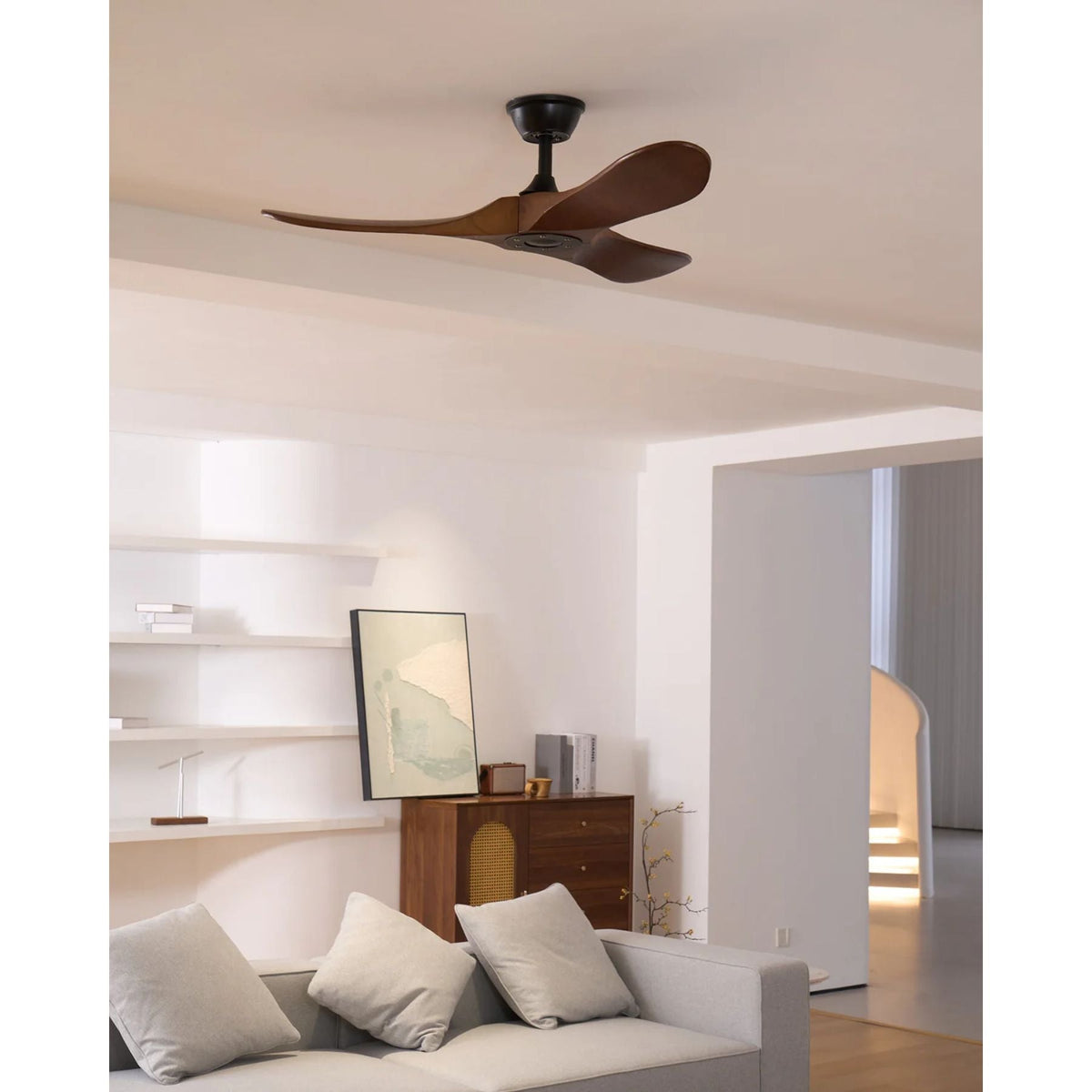 Walnut Wood Ceiling Fan, 6-Speed Whisper-Quiet with Remote Control for Bedroom, Living Room & Office | Lonoma