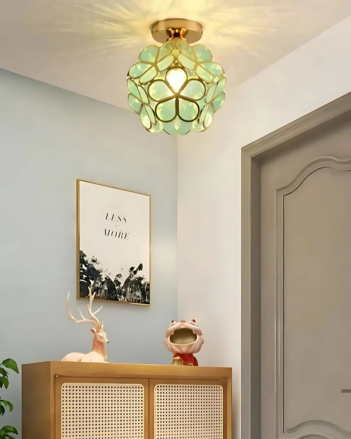Flower Ceiling Light Flush Mount 8-Inch Gold & Acrylic LED Fixture for Bedroom Hallway Living Room Entry Modern Floral Design | Lonoma