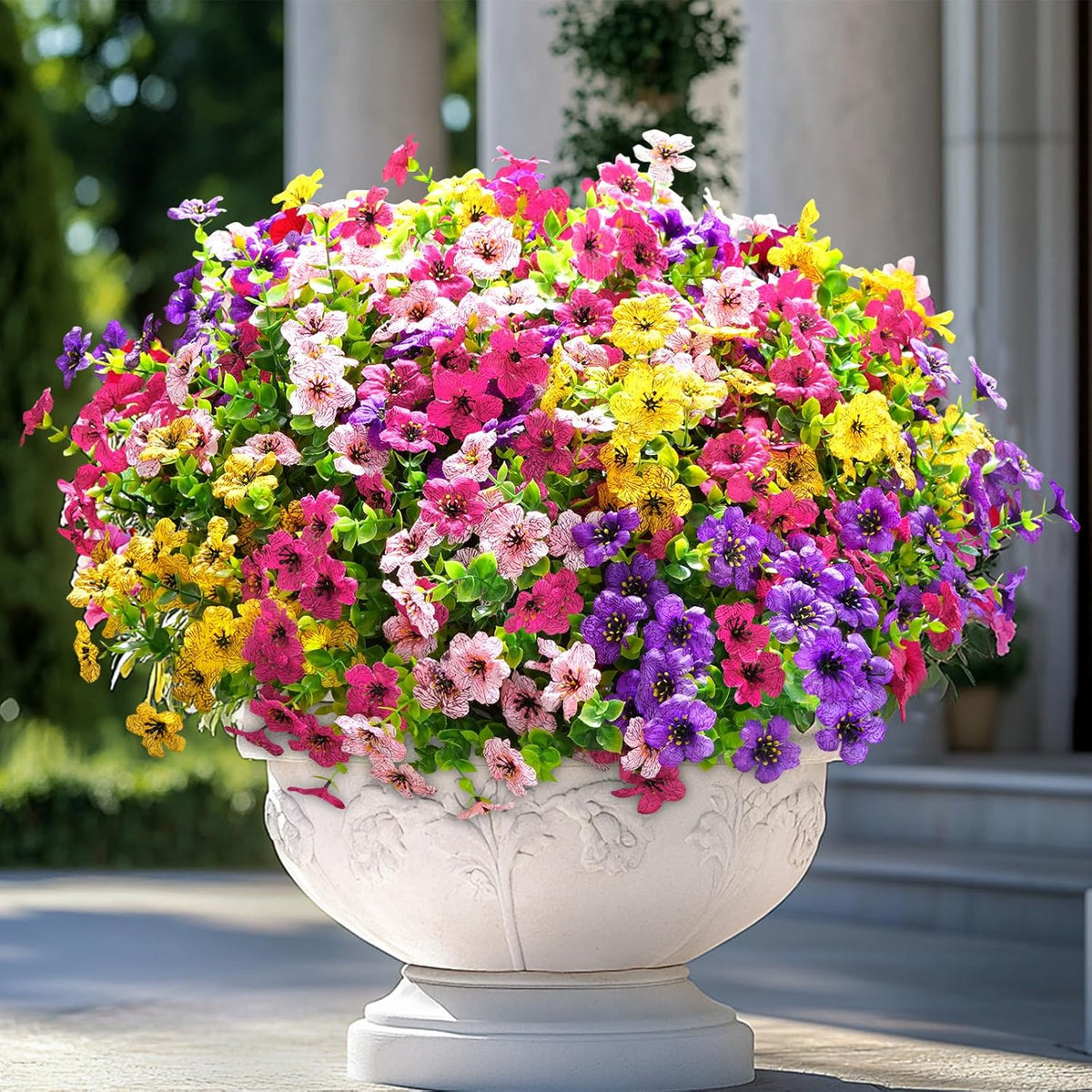 Artificial Flowers UV-Resistant Multicolor Indoor Outdoor 120-480 Piece Fade-Proof Faux Blooms for Planters Garden | Lonoma