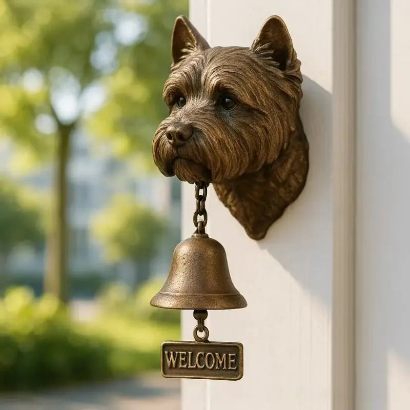 Dog Breed Door Bell Cast Metal Wall Mount Chime Antique Bronze Finish Decorative Outdoor Indoor Entry Greeter 10.6 Inch | Lonoma