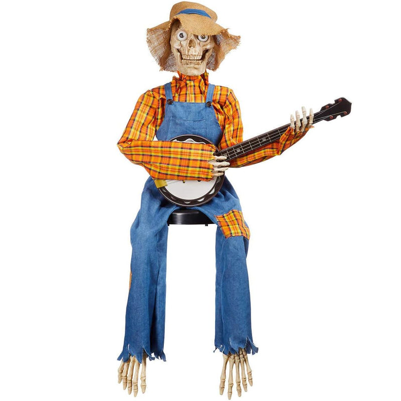 Motion-Activated Musical Skeleton Pair with Banjos – Animated Halloween Decoration for Parties & Haunted Houses | Lonoma